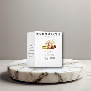 Caja Pancracio de rocas suizas con chocolate blanco.