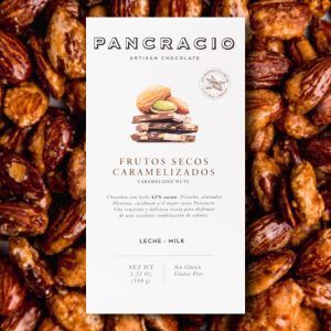 Chocolate con leche Pancracio con frutos secos caramelizados.
